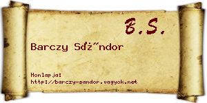 Barczy Sándor névjegykártya