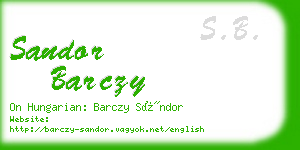 sandor barczy business card